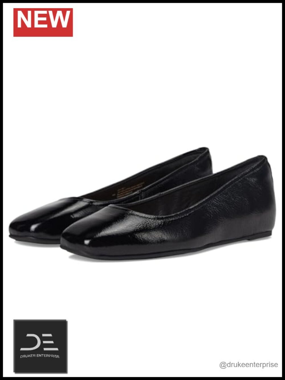 Patent Leather Ballet Flats with Cushioned Insole and Wedge Heel